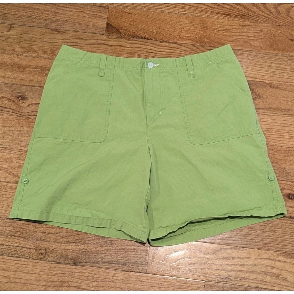 Coastal Utility Lime Green Cotton Hiking Cargo Shorts Eddie Bauer Womens 14